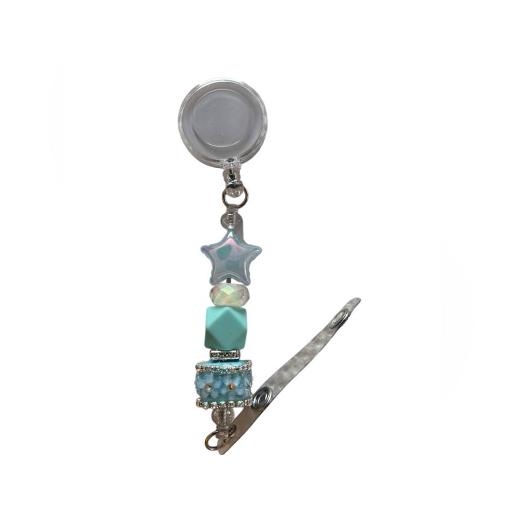 Blue Star Keychain ID/Badge Holder Handmade By AB INKS HANDMADE EXPRESSIONS